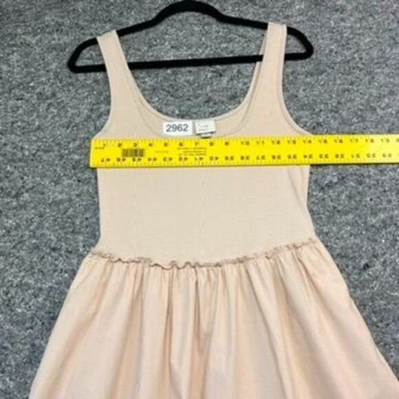 A New Day Tank Dress S Midi Pink Taupe Ballet Dress Side Pockets Contrast Fabric - Picture 8 of 10